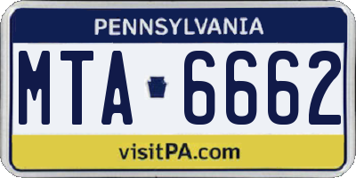 PA license plate MTA6662