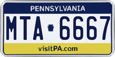 PA license plate MTA6667