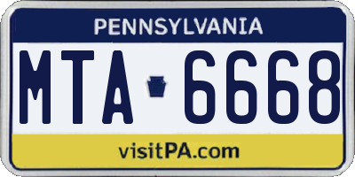 PA license plate MTA6668