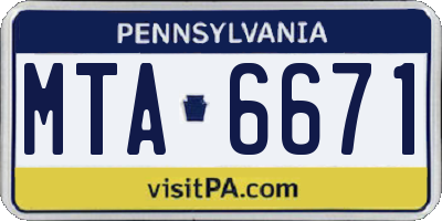 PA license plate MTA6671