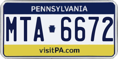 PA license plate MTA6672