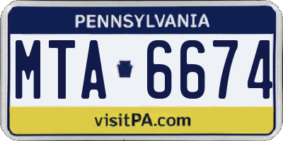 PA license plate MTA6674
