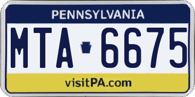 PA license plate MTA6675