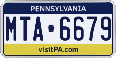 PA license plate MTA6679