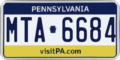 PA license plate MTA6684