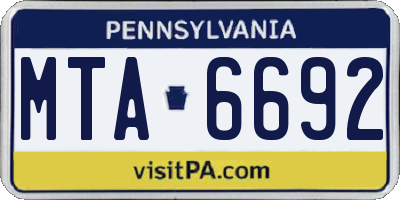 PA license plate MTA6692