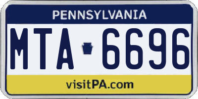 PA license plate MTA6696