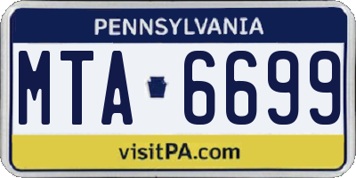 PA license plate MTA6699