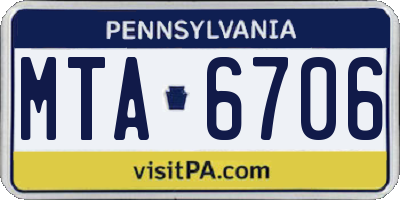 PA license plate MTA6706