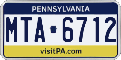 PA license plate MTA6712