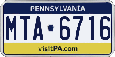 PA license plate MTA6716
