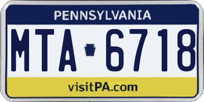 PA license plate MTA6718