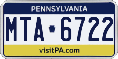 PA license plate MTA6722