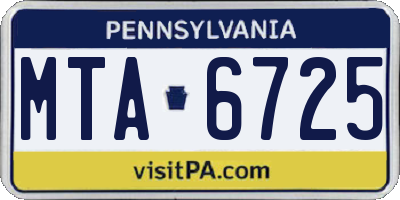 PA license plate MTA6725