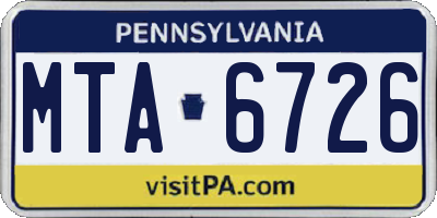 PA license plate MTA6726