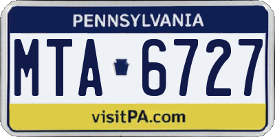 PA license plate MTA6727