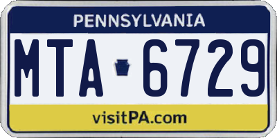 PA license plate MTA6729