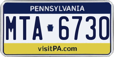 PA license plate MTA6730
