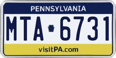 PA license plate MTA6731
