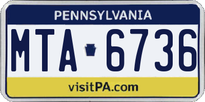 PA license plate MTA6736