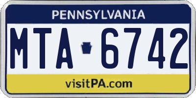 PA license plate MTA6742