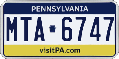 PA license plate MTA6747