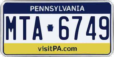 PA license plate MTA6749