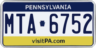 PA license plate MTA6752