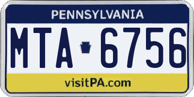 PA license plate MTA6756