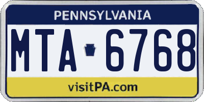 PA license plate MTA6768