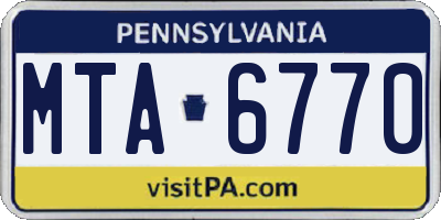 PA license plate MTA6770