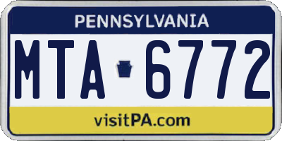 PA license plate MTA6772