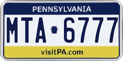 PA license plate MTA6777