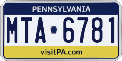PA license plate MTA6781