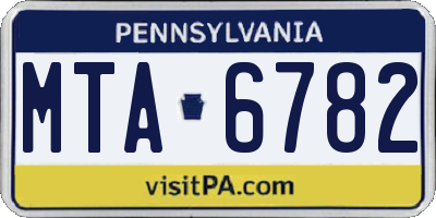 PA license plate MTA6782