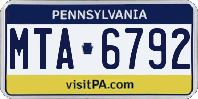 PA license plate MTA6792