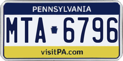 PA license plate MTA6796