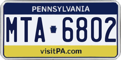 PA license plate MTA6802
