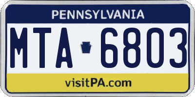 PA license plate MTA6803