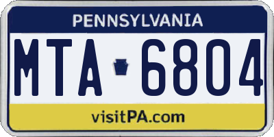 PA license plate MTA6804