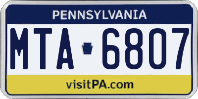 PA license plate MTA6807