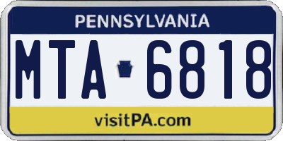 PA license plate MTA6818