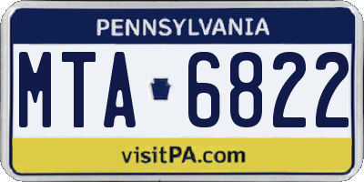 PA license plate MTA6822