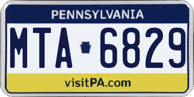 PA license plate MTA6829