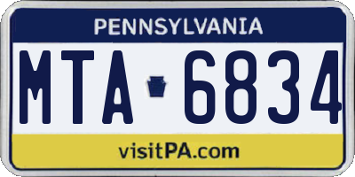 PA license plate MTA6834
