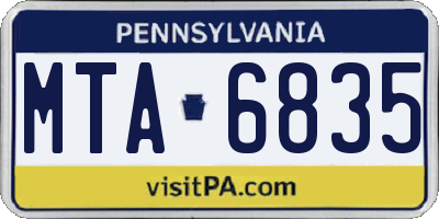 PA license plate MTA6835