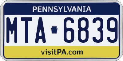 PA license plate MTA6839