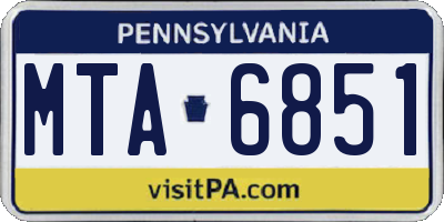 PA license plate MTA6851