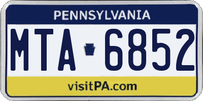PA license plate MTA6852