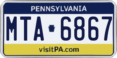 PA license plate MTA6867